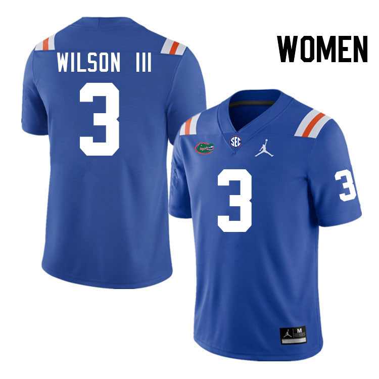 Women #3 Eugene Wilson III Florida Gators College Football Jerseys Stitched-Throwback